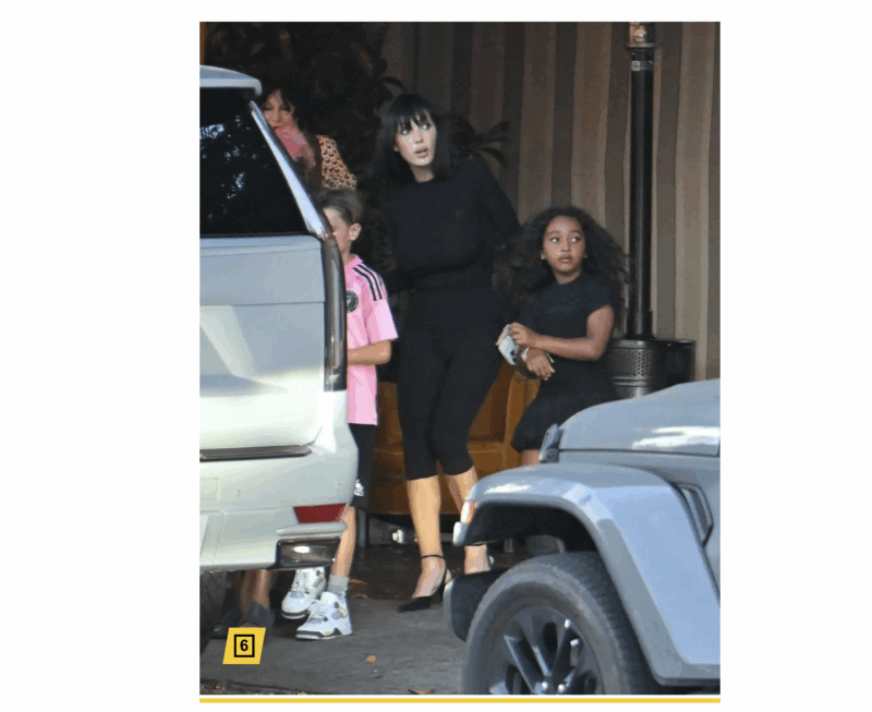 Bianca Censori stepped out in a pair of black capris and a matching long-sleeved top with Kanye West’s kids.PGP / BACKGRID