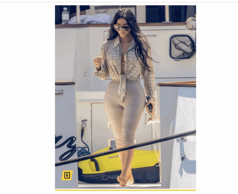 Kardashian wore a pair of Skims swim capris while yachting with daughter North West.HEM / BACKGRID