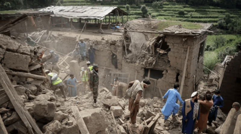 Rescue workers clear debris of a damaged house after a deadly magnitude-6 earthquake that struck Afghanistan(REUTERS)