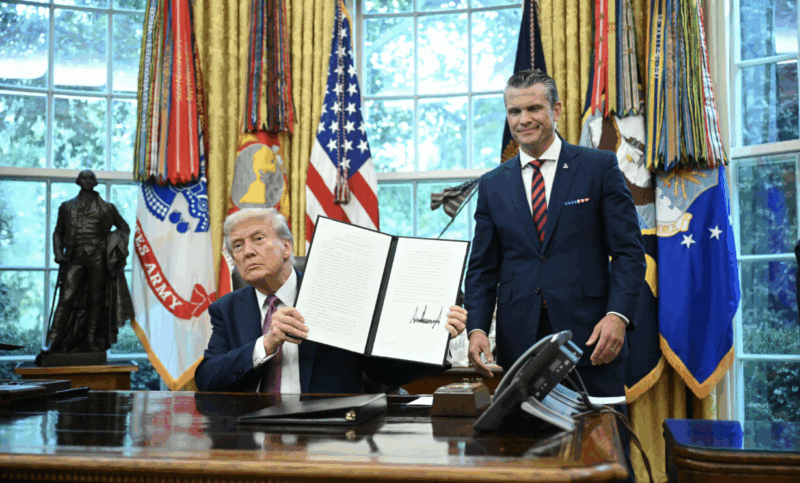 President Donald Trump has signed an executive order to change the name of the Department of Defense back to the Department of WarCredit: AFP