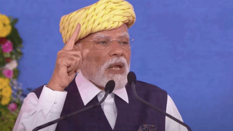 Prime Minister Narendra Modi in Bhavnagar, Gujarat, on Saturday. (Photo: ANI)